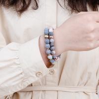 Gemstone Bracelets, Natural Stone, with Agate, Round, polished, fashion jewelry & for woman 180*85mm 