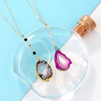 Druzy Necklace, Agate, with Brass, irregular, plated, fashion jewelry & for woman 93mm 