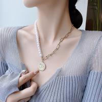 Plastic Pearl Necklace, Zinc Alloy, with Plastic Pearl, fashion jewelry & for woman .47 Inch 