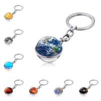 Zinc Alloy Key Clasp, with Glass, Round, plated & double-sided 20mm 