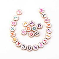 Weinlese Messing Perlen, plattiert, DIY & mit Brief Muster & gemischt, gemischte Farben, 10*3.5mm, Bohrung:ca. 1.5mm, 20PCs/Tasche, verkauft von Tasche