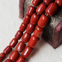 Rote Jaspis Perle, Roter Jaspis, Zylinder, poliert, DIY & verschiedene Größen vorhanden, rot, verkauft von Strang