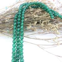 Perle agate verte naturelle, Rond, poli, DIY, vert, 8mm, Vendu par brin