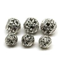 Tibetsilber Perle, rund, plattiert, DIY & verschiedene Größen vorhanden & hohl, Silberfarbe, verkauft von PC
