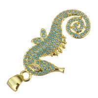 Cubic Zirconia Micro Pave Brass Pendant, Seahorse, plated, fashion jewelry & DIY & for woman & with cubic zirconia, golden Approx 4mm 