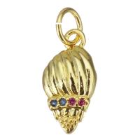 Cubic Zirconia Micro Pave Brass Pendant, Conch, plated, fashion jewelry & DIY & for woman & with cubic zirconia, golden Approx 3.5mm 