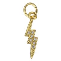 Cubic Zirconia Micro Pave Brass Pendant, Lightning Symbol, plated, fashion jewelry & DIY & for woman & with cubic zirconia, golden Approx 3.5mm 