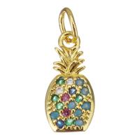 Cubic Zirconia Micro Pave Brass Pendant, Pineapple, plated, fashion jewelry & DIY & for woman & with cubic zirconia, golden Approx 3.5mm 