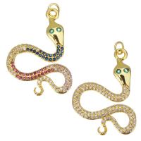 Cubic Zirconia Micro Pave Brass Pendant, Snake, plated, fashion jewelry & DIY & for woman & with cubic zirconia Approx 3.5mm 