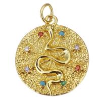 Cubic Zirconia Micro Pave Brass Pendant, plated, fashion jewelry & DIY & for woman & with cubic zirconia, golden Approx 3.5mm 