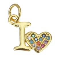 Cubic Zirconia Micro Pave Brass Pendant, plated, fashion jewelry & DIY & for woman & with cubic zirconia, golden Approx 3.5mm 