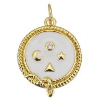 Cubic Zirconia Micro Pave Brass Pendant, plated, fashion jewelry & DIY & for woman & with cubic zirconia, golden Approx 3.5mm 