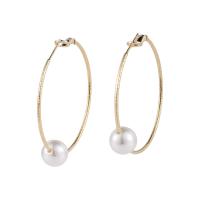 Zinc Alloy Hoop Earring, with Plastic Pearl, fashion jewelry & for woman 