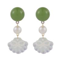 Acrylic Drop Earring, with Plastic Pearl, fashion jewelry & for woman 