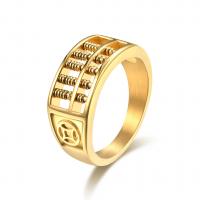 Titanium Steel Finger Ring, polished, fashion jewelry, golden 