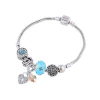 Zinc Alloy European Bracelets, plated, for woman & with rhinestone .48 Inch 