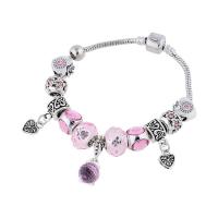 European Match Cristal Bracelets, alliage de zinc, Placage, pour femme & avec strass, rose .48 pouce, Vendu par brin