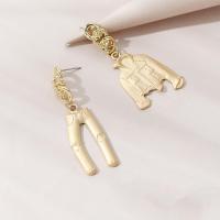 Asymmetric Earrings, Zinc Alloy, gold color plated, for woman 