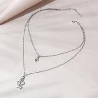 Fashion Multi Layer Necklace, Zinc Alloy, silver color plated, for woman .6 Inch 