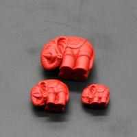 Cinnabar Beads, Elephant, Carved, DIY red 