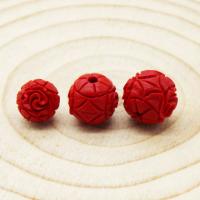 Cinnabar Beads, Round, synthetic, DIY red 