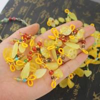 Gemstone Jewelry Pendant, Beeswax, Leaf, polished, DIY, yellow, 23*15mm 