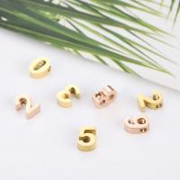 Stainless Steel Beads, 304 Stainless Steel, Number, plated & DIY 