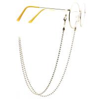 Brass Glasses Chain, 18K gold plated, anti-skidding & glass pattern design & Unisex, golden, 770mm 