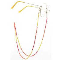 Brass Glasses Chain, with Seedbead & Quartz, plated, anti-skidding & glass pattern design & Unisex, multi-colored, 840mm 