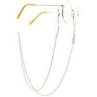 Brass Glasses Chain, with Freshwater Pearl & Quartz, plated, anti-skidding & glass pattern design & Unisex, golden, 770mm 
