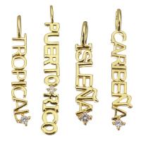 Cubic Zirconia Micro Pave Brass Pendant, Alphabet Letter, plated, fashion jewelry & for woman & with cubic zirconia, golden Approx 