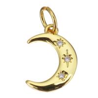 Cubic Zirconia Micro Pave Brass Pendant, Moon, plated, fashion jewelry & DIY & for woman & with cubic zirconia, golden Approx 3.5mm 