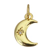 Cubic Zirconia Micro Pave Brass Pendant, Moon, plated, fashion jewelry & DIY & for woman & with cubic zirconia, golden Approx 3.5mm 