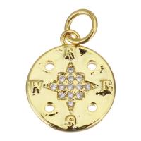 Cubic Zirconia Micro Pave Brass Pendant, Round, plated, fashion jewelry & DIY & for woman & with cubic zirconia, golden Approx 3.5mm 