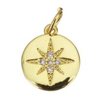 Cubic Zirconia Micro Pave Brass Pendant, Round, plated, fashion jewelry & DIY & for woman & with cubic zirconia, golden Approx 3.5mm 