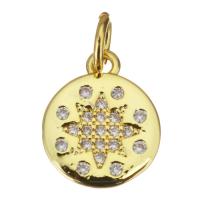 Cubic Zirconia Micro Pave Brass Pendant, Round, plated, fashion jewelry & DIY & for woman & with cubic zirconia, golden Approx 3.5mm 