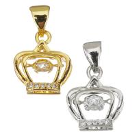 Cubic Zirconia Micro Pave Brass Pendant, Crown, plated, fashion jewelry & DIY & for woman & with cubic zirconia Approx 3.5mm 