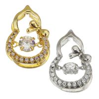 Brass Slide Charm, Calabash, plated, fashion jewelry & DIY & for woman & with cubic zirconia Approx 