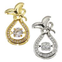Brass Slide Charm, plated, fashion jewelry & DIY & for woman & with cubic zirconia Approx 