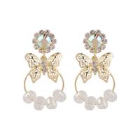 Zinc Alloy Rhinestone Drop Earring, Butterfly, fashion jewelry & for woman & with rhinestone 