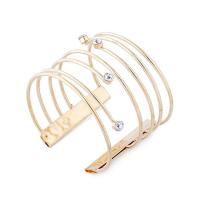 Zinc Alloy Cuff Bangle, gold color plated, for woman & with rhinestone, Inner Approx 63mm 