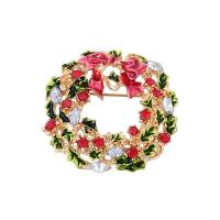 Christmas Jewelry Brooch , Zinc Alloy, gold color plated, for woman & with rhinestone, multi-colored 