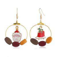 Christmas Earrings, Zinc Alloy, gold color plated, Christmas Design & for woman & enamel 