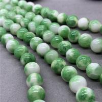 Single Gemstone Beads, Natural Stone, Round, polished, natural & DIY light green 