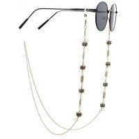 Brass Glasses Chain, plated, anti-skidding & glass pattern design & Unisex, golden, 680mm 