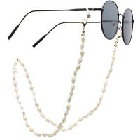 Brass Glasses Chain, with Shell, plated, anti-skidding & glass pattern design & Unisex, golden, 660mm 