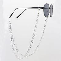 Brass Glasses Chain, plated, anti-skidding & glass pattern design & Unisex, silver color, 760mm 
