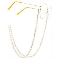 Brass Glasses Chain, with pearl, plated, anti-skidding & glass pattern design & Unisex, white, 740mm 