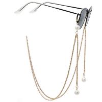 Brass Glasses Chain, with Freshwater Pearl, plated, anti-skidding & glass pattern design & Unisex, golden, 780mm 