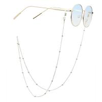 Messing Brillenkette, plattiert, Anti-Skidding & Glasmuster Design & unisex, Silberfarbe, 780mm, verkauft von Strang